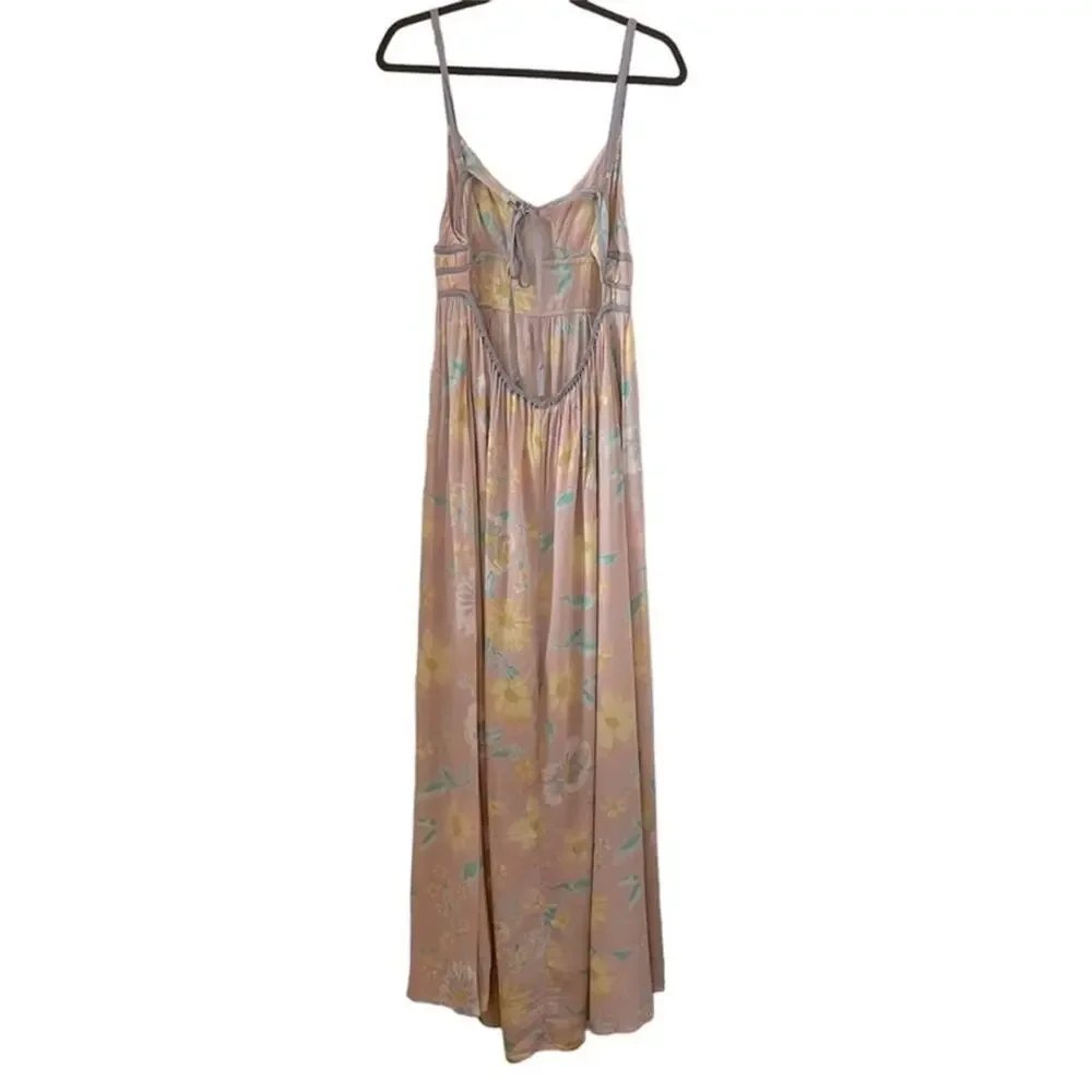 Free People Wisteria Floral In Light Combo Maxi Cut Summer Out Dress Size L - Picture 3 of 12